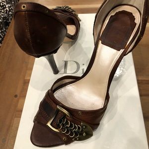 Vintage brown leather DIOR mules
